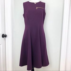 Calvin Klein Purple Zip Accent Fit & Flare Dress